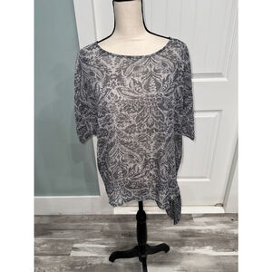 Michael Kors side tie grey shimmer sheer blouse size medium
